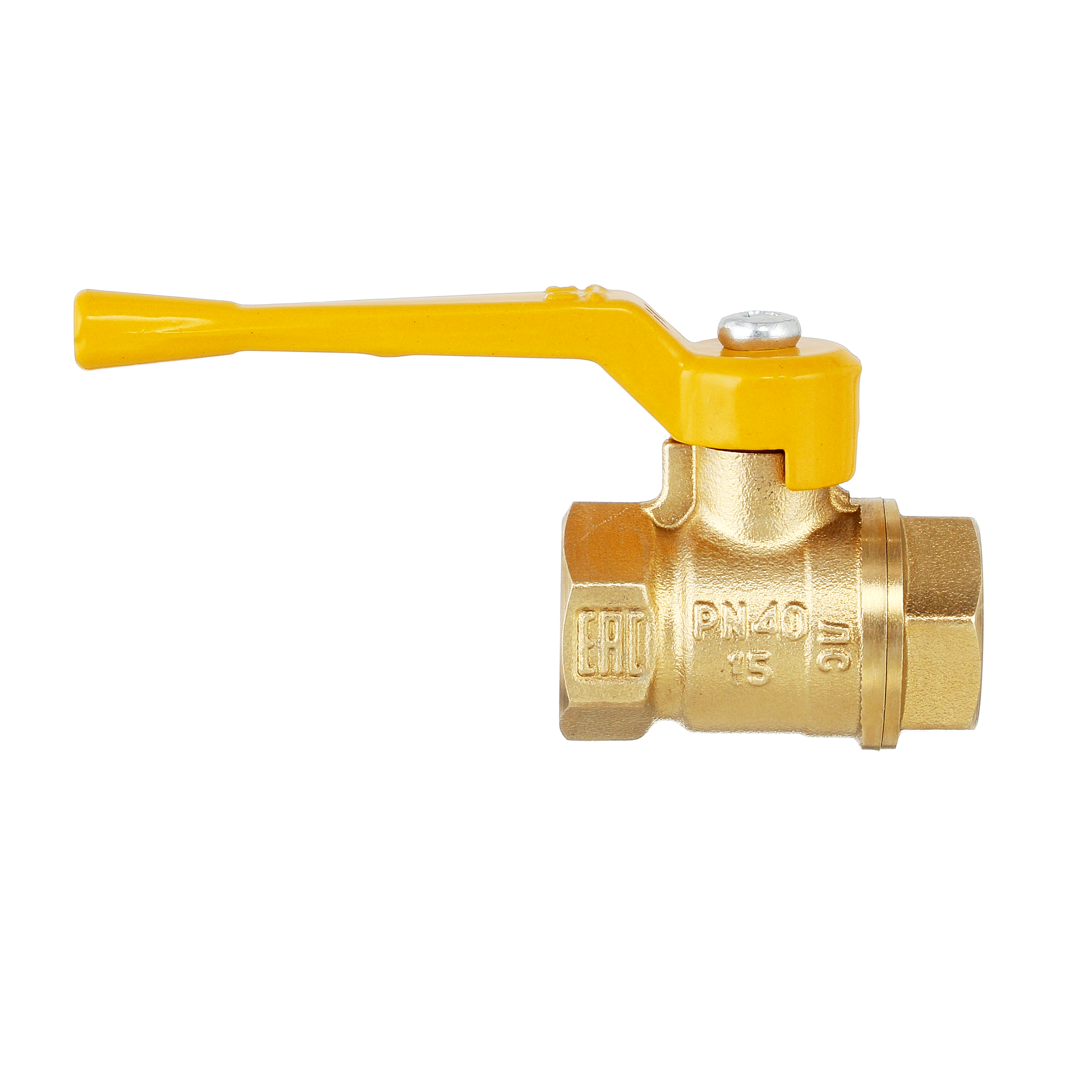 Кран шаровый латунный БАЗ  11б27п газ ВР/ВР Ду 15 (1/2") Ру 40 рычаг 